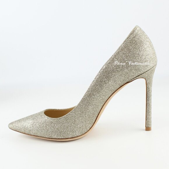NEW JIMMY CHOO Romy 100 Glitter Heeled Pumps, EU 39.5 - Office to Party/Cocktail - Picture 8 of 16